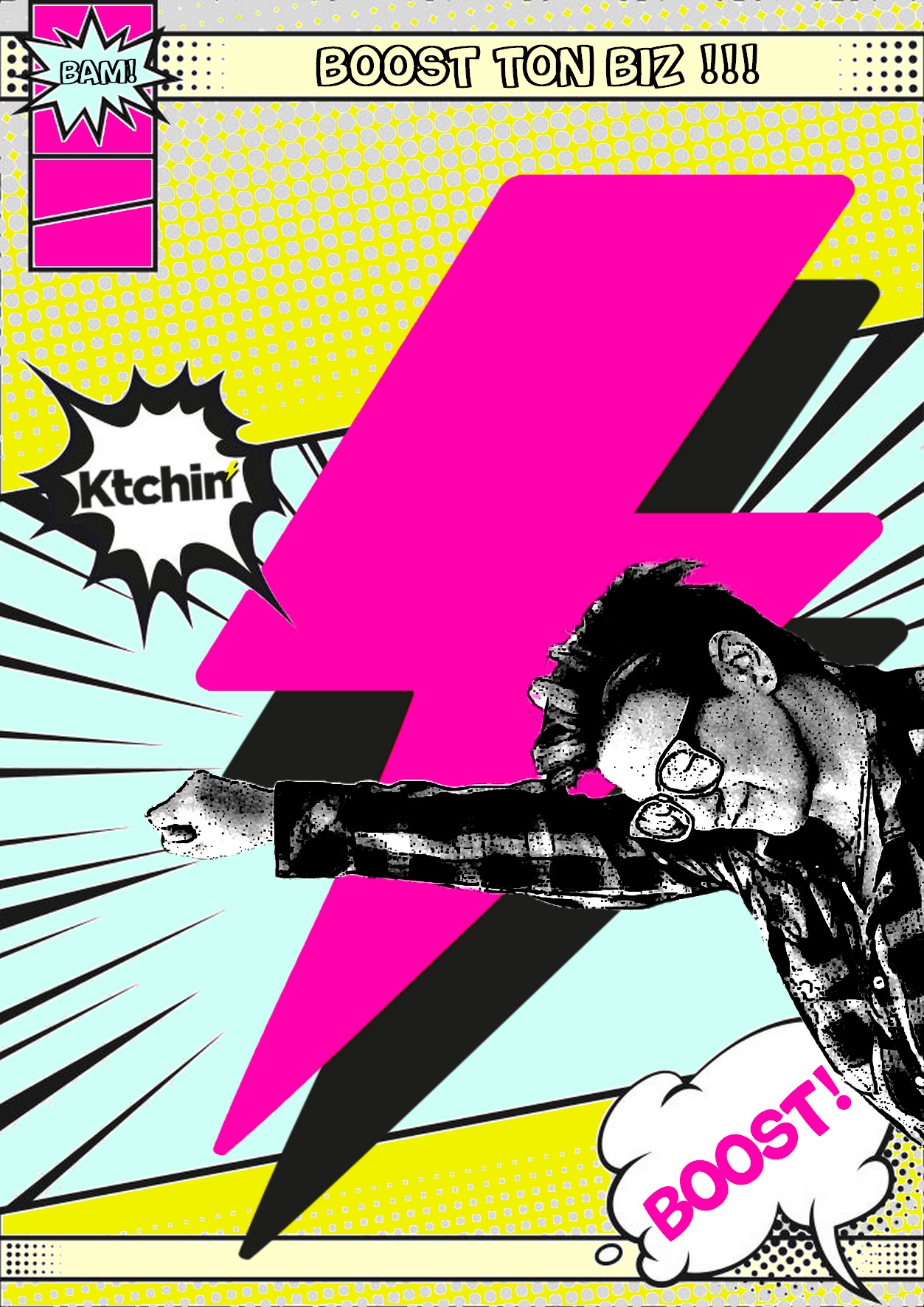 Ness de Ktchin' en mode super héro de bande dessinée